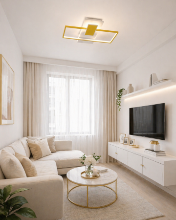 Plafoniera LED 3025lm, 55W, 52cm, 3000-6000K, alb-auriu - Elia [1]