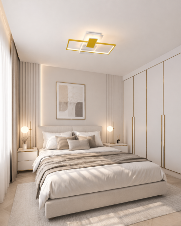 Corpuri de Iluminat Interior - Plafoniera LED 3025lm, 55W, 52cm, 3000-6000K, alb-auriu - Elia