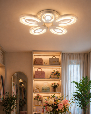 Plafoniera LED 3360lm, 80W, 3CCT cu telecomanda, alb - Petal