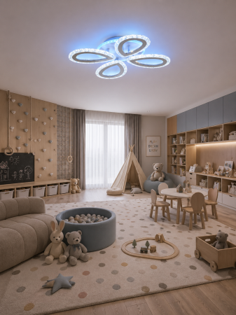 Corpuri de Iluminat Interior - Plafoniera LED 4400lm, 55W, 3CCT+RGB cu telecomanda, alb - Ice