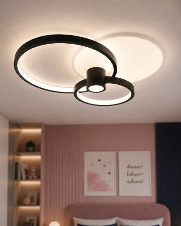 Corpuri de Iluminat Interior - Plafoniera LED 4550lm, 65W, 3000-6500K, IP20, negru - Horus