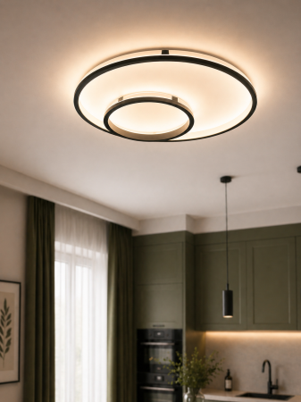 Corpuri de Iluminat Interior - Plafoniera LED 4550lm, 65W, 3000-6500K, IP20, negru - Isis