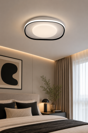 ILUMINAT - Plafoniera LED 4675lm, 47.5x8.7cm, 55W, IP20, negru si alb - Freya