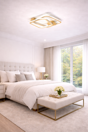 Plafoniera LED 6400lm, 92W, CCT, 3000-6500K, auriu - Magnus