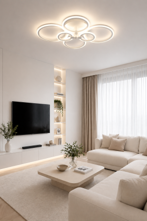 Corpuri de Iluminat Interior - Lustra LED 9800lm, 140W, 3CCT cu telecomanda, alb - Europe