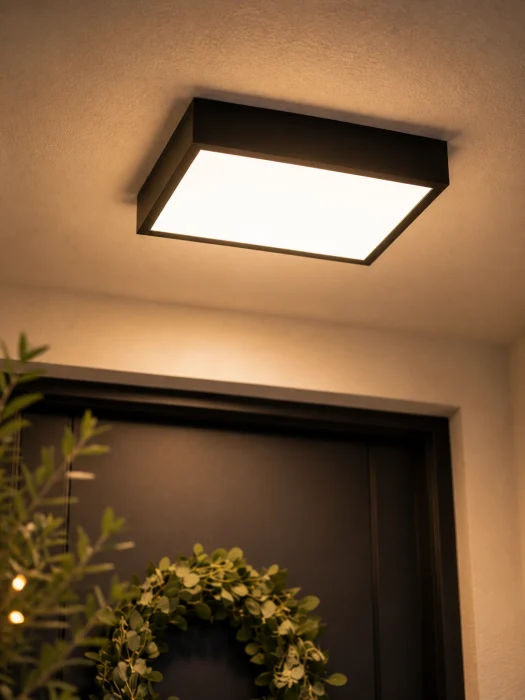 Plafoniera LED cu senzor pentru exterior 2280lm, 30x5.75cm, 24W, 4000K, IP54, negru - Ruut