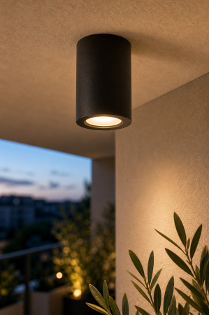 Corpuri de Iluminat Exterior - Plafoniera LED de exterior 600lm, 11.5x9.5cm, 6W, 2700-400K, IP55, negru - Franca