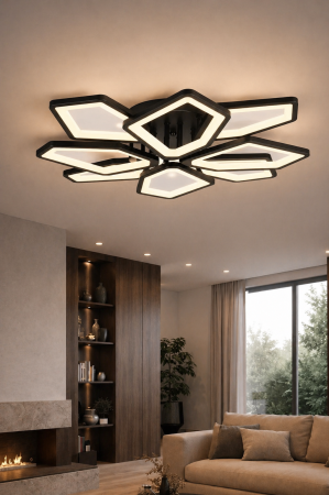 Plafoniera living LED 7700lm, 110W, IP20, 65x11cm, negru - Maxi
