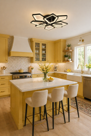 Plafoniera living LED 7700lm, 110W, IP20, 65x11cm, negru - Maxi [1]