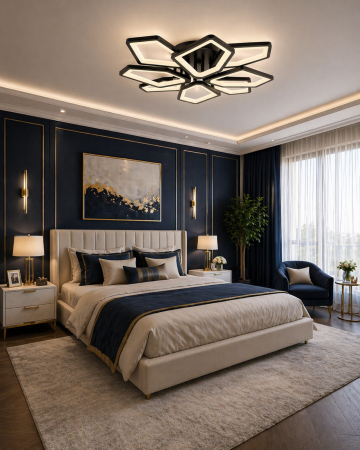 Plafoniera living LED 7700lm, 110W, IP20, 65x11cm, negru - Maxi [2]