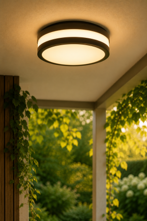 Corpuri de Iluminat Exterior - Plafoniera pentru exterior ovala cu dulie E27, 29cm, 18W, IP54, negru - Seres