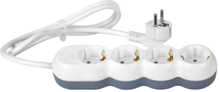 Prelungitoare, Fise si Triple - Prelungitor 2m cu 4 prize, 2P+E, alb / gri, 16A
