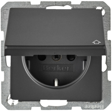 Aparataj Modular - Priza SCHUKO cu capac Q.1/Q.3/Q.7/Q.9, 16A, 250V, antracit catifelat