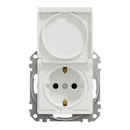 Priza Schuko simpla cu capac 2P+E cu obturatoare Sedna Design, alb, SDD111023 [4]