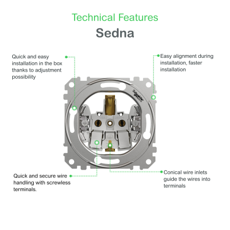 Priza Schuko simpla cu capac 2P+E cu obturatoare Sedna Design, alb, SDD111023 [2]