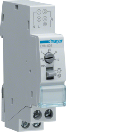 Contactoare, Relee si Temporizatoare - Releu temporizator scara Hager EMN001, 16A, 230V, 1 Modul