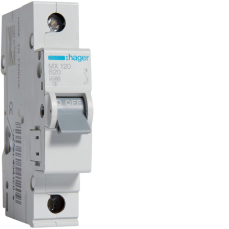 Sigurante Automate (MCB) - Siguranta automata (Disjunctor), MCB, 1P, 20A, 4.5kA, B, MX120