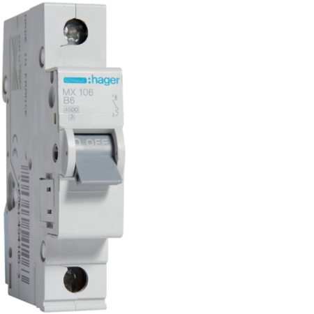 Sigurante Automate (MCB) - Siguranta automata (Disjunctor), MCB, 1P, 6A, 4.5kA, B, MX106