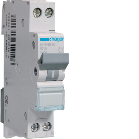 Sigurante Automate (MCB) - Siguranta automata (Disjunctor), MCB, 1P+N, 16A, 4.5kA, B, 1M, MHN516