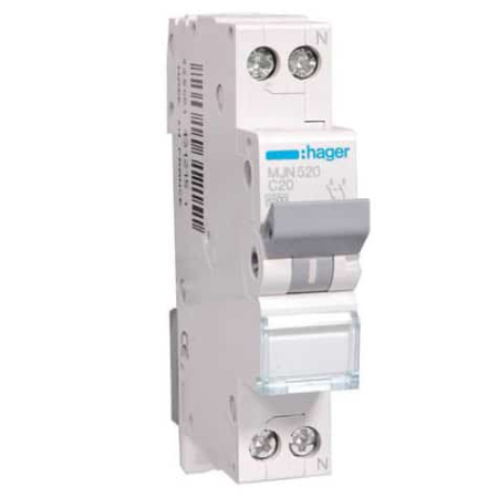 Sigurante Automate (MCB) - Siguranta automata (Disjunctor), MCB, 1P+N, 20A, 4.5kA, C, 1M, MJN520