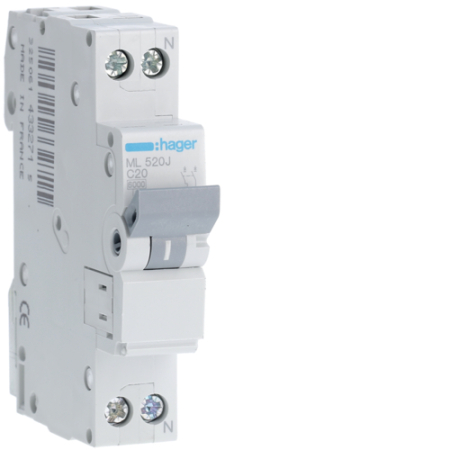 Sigurante Automate (MCB) - Siguranta automata (Disjunctor), MCB, 1P+N, 20A, 6kA, C, ML520J