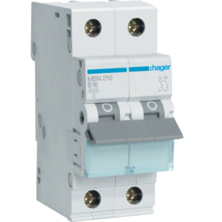 Sigurante Automate (MCB) - Siguranta automata (Disjunctor), MCB, 2P, 16A, 6kA, B, 2M, MBN216
