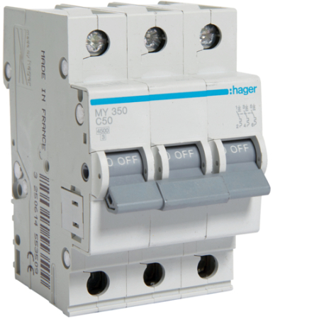 Sigurante Automate (MCB) - Siguranta automata (Disjunctor), MCB, 3P, 50A, 4.5kA, C, MY350