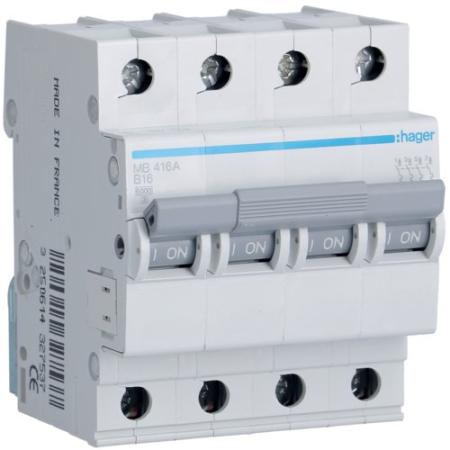 Sigurante Automate (MCB) - Siguranta automata (Disjunctor), MCB, 4P, 10A, 6kA, B, 4M, MB410A