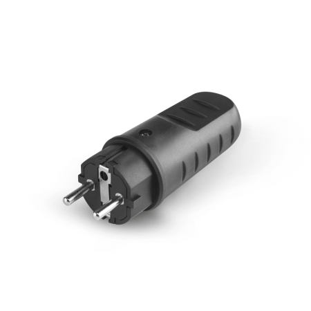 Prelungitoare, Fise si Triple - Stecher cauciuc 2P+E, 16A, Schuko, negru, 110.3100