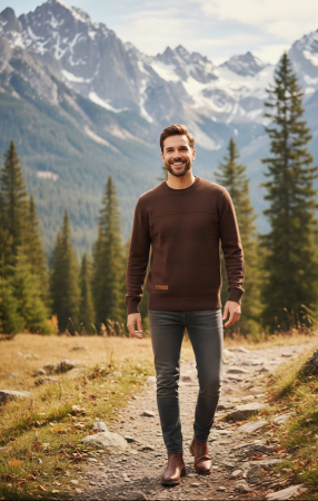 BLUZE BARBATI - PULOVER 3440-APRICOT