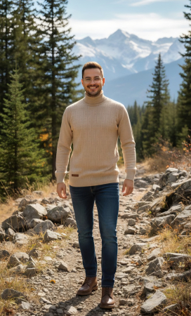 BLUZE BARBATI - PULOVER 5253-BEIGE