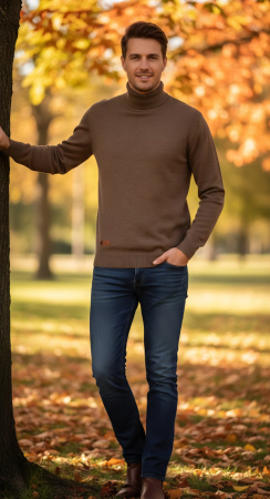 BLUZE BARBATI - PULOVER 5427-CAMEL