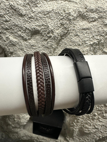 Bratari piele cu inchidere magnet negru [4]