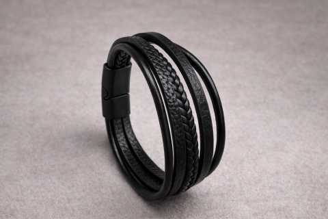 Bratari piele cu inchidere magnet negru [5]