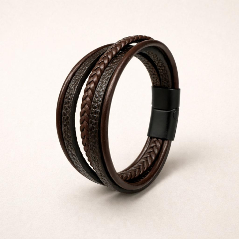 Brățări COMFORT collection - Bratari piele cu inchidere magnet negru