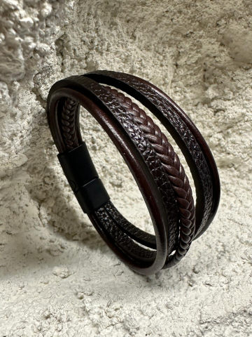 Bratari piele cu inchidere magnet negru [1]