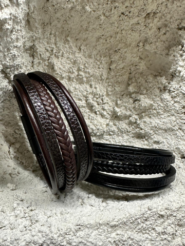 Bratari piele cu inchidere magnet negru [2]