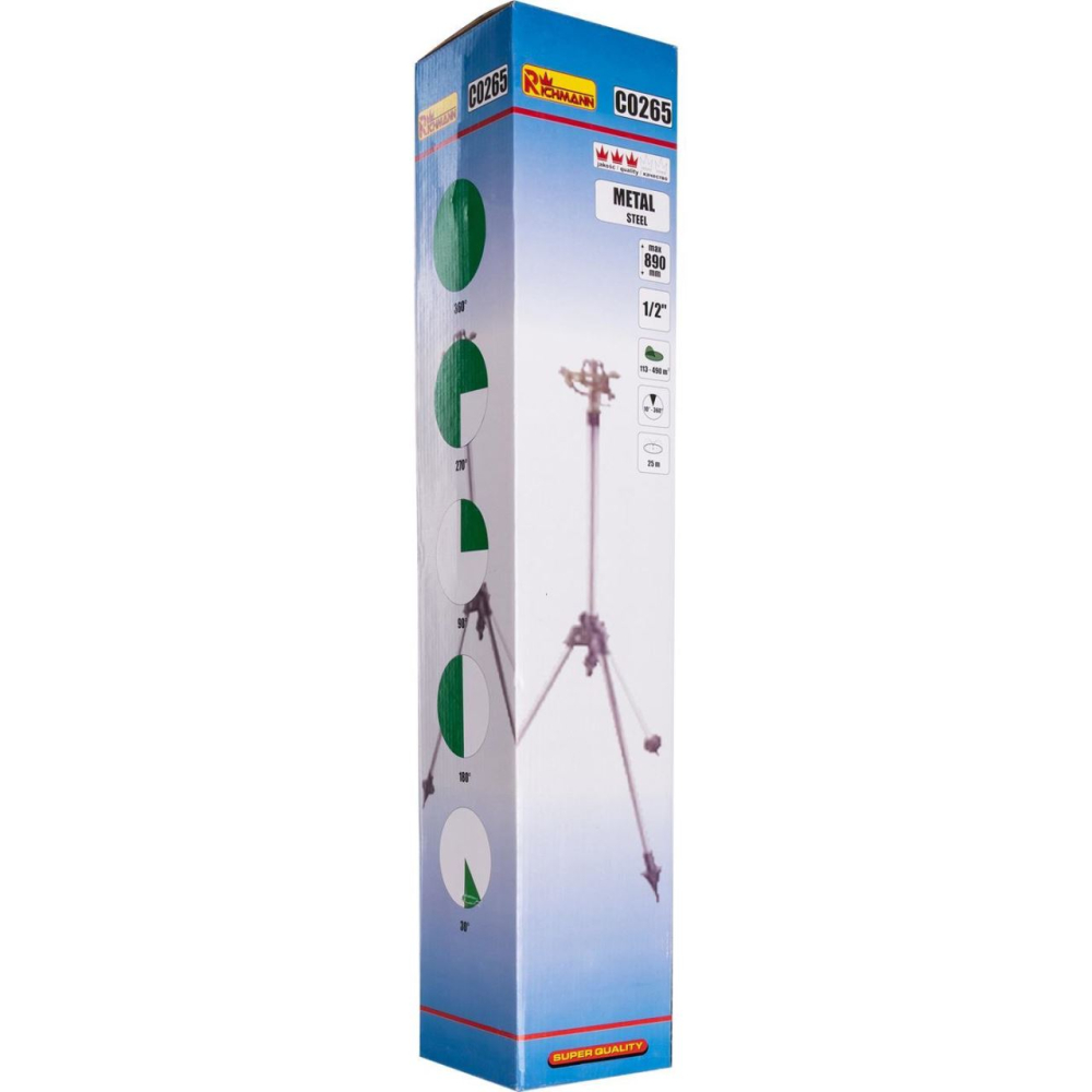 Aspersor pulsatoriu, cu trepied telescopic 565/890 mm, metalic, 113-490 mp, Richmann  [2]
