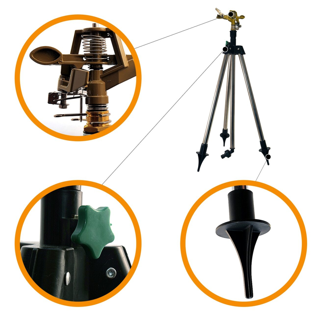Aspersor pulsatoriu, zincat, cu trepied telescopic, 550-905 mm [3]