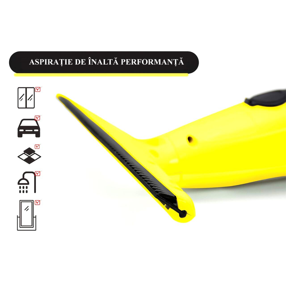 Aspirator de geamuri si oglinzi, electric, maner telescopic 120 cm, stergator/curatator fara fir cu acumulator 200 mAh, 280 ml, laveta microfibra [6]