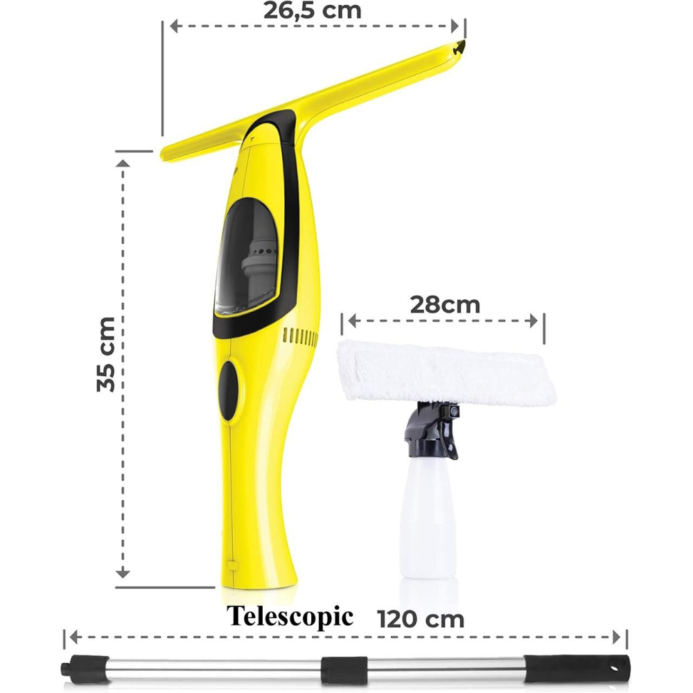 Aspirator de geamuri si oglinzi, electric, maner telescopic 120 cm, stergator/curatator fara fir cu acumulator 200 mAh, 280 ml, laveta microfibra [4]