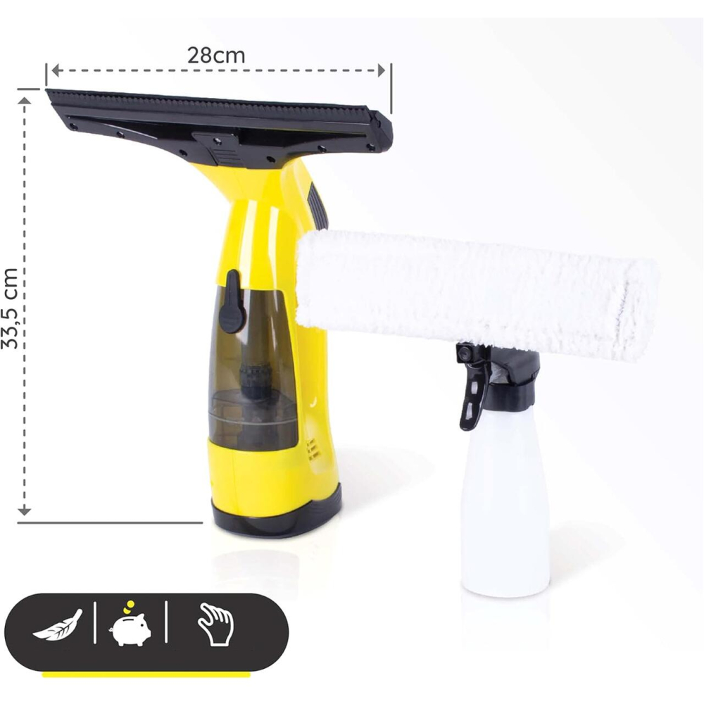Aspirator de geamuri si oglinzi, electric, stergator fara fir cu acumulator 200 mAh, 280 ml, laveta microfibra [2]