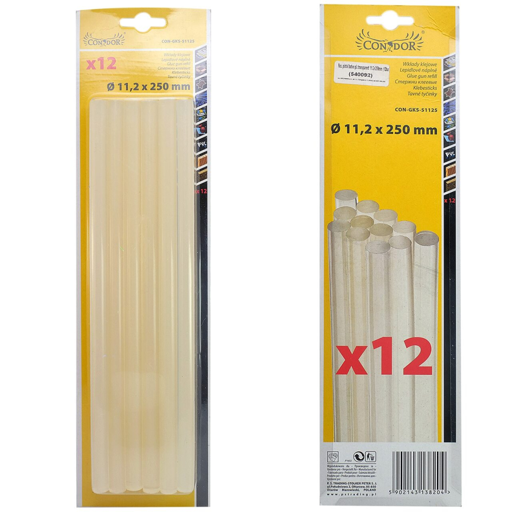 Baton silicon pentru pistol lipit, transparent, 12 buc, 11x250 mm [2]
