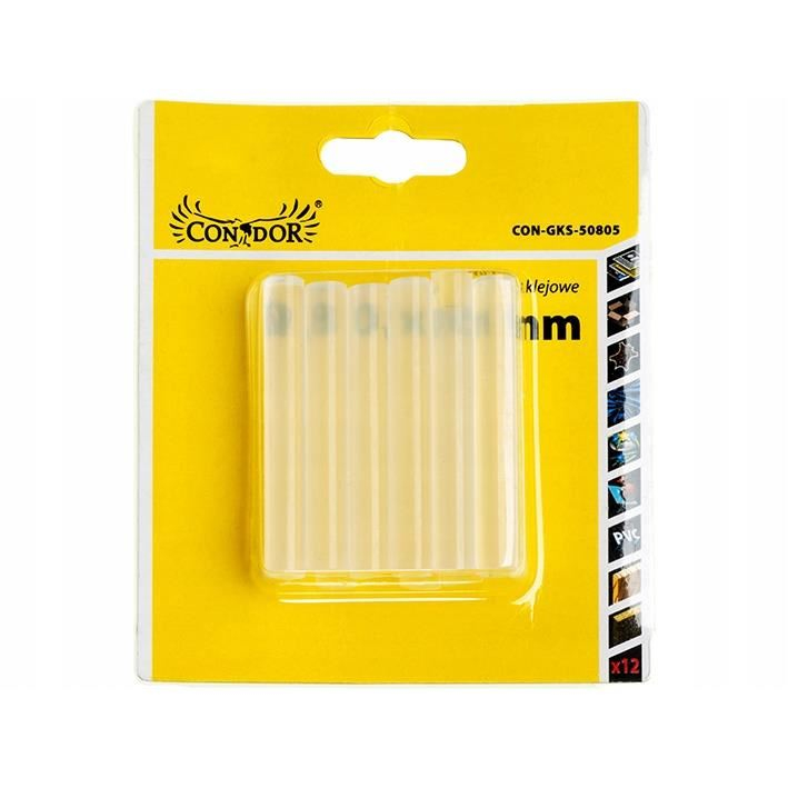 Baton silicon pentru pistol lipit, transparent, 12 buc, 8x50 mm, Condor  [2]
