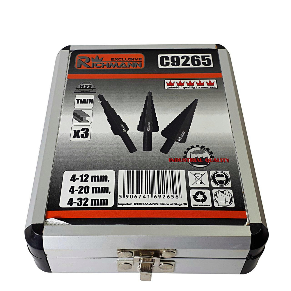 Burghie pentru metal, in trepte, nitrura de titan, set 3 buc, 4-12/20/32 mm, Richmann Exclusive [3]
