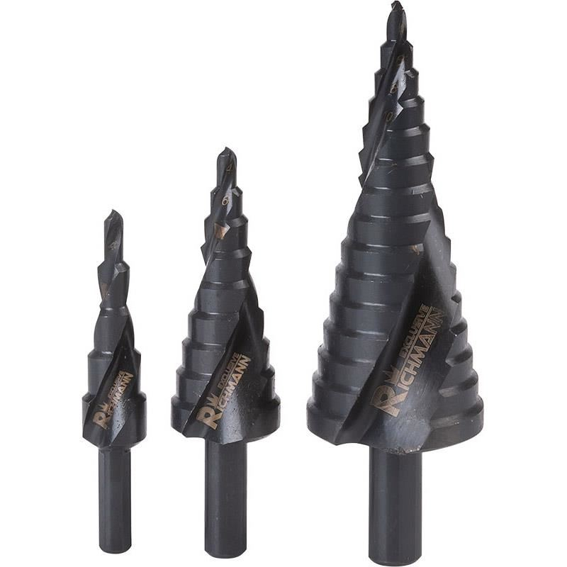 Burghie pentru metal, in trepte, profesionale, titan, set 3 buc, 4-12/20/32 mm, Richmann Exclusive [3]