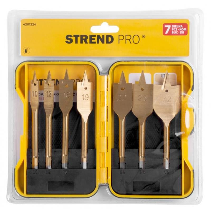 Burghiu plat pentru lemn, set 7 buc, 10-32 mm, Strend Pro [2]