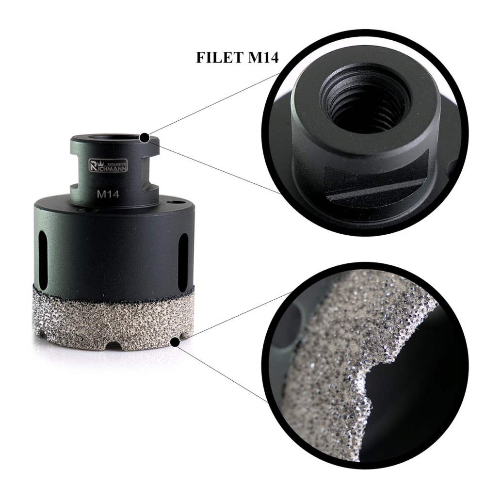 Carota diamantata, vacuum brazed, M14, 45 mm, Richmann Exclusive [4]
