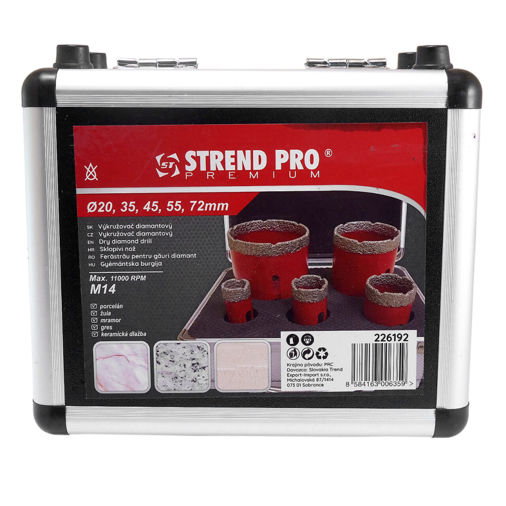Carote diamantate, M14, set 5 buc, 20-72 mm, Strend Pro [4]