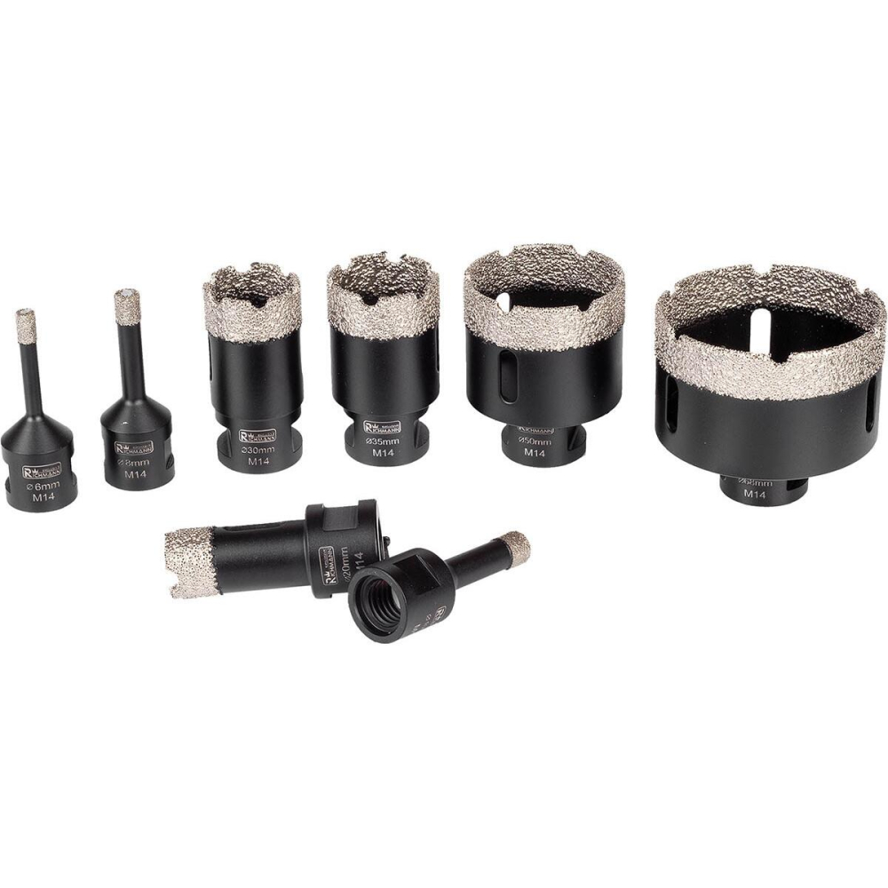 Carote diamantate, vacuum brazed, M14, set 8 buc, 6-68 mm, Richmann Exclusive [7]